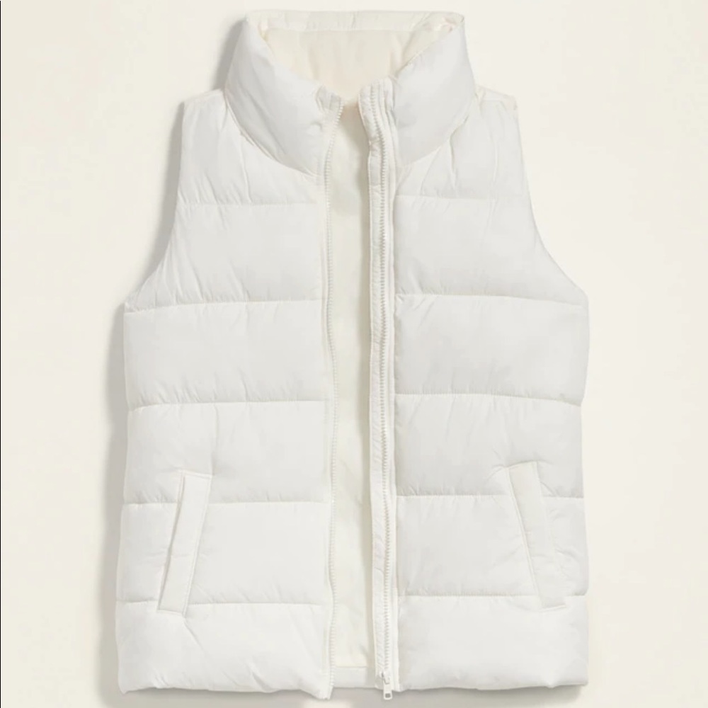Old Navy White Puffer Vest